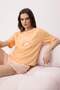 Turuncu %100 Pamuklu Çizgili Slogan Baskılı Uyku Bantlı Şortlu Örme Pijama Takımı THMSS25PT00102 - 3