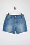Mavi Yüksek Lastikli Bel City Boy %100 Pamuk Non-Stretch Büyük Beden Denim Şort TBBSS26AP00017 - 4
