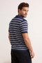 Lacivert Regular/Normal Kesim Çizgili Triko Polo Yaka T-shirt TMNSS26PO00024 - 5