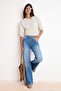 Mavi More Sustainable DÖKÜMLÜ Yüksek Bel 100% Pamuk Uzun Boy Wide Leg Jeans TWOSS26JE00133