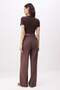 Kahverengi Kalın Tuşeli Wide Leg/Geniş Paça Yüksek Bel Pantolon TWOSS26PL00136 - 4