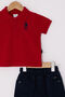 Baby Boy Polo Collar Pigment Printed Summer Regular Fit Red Baby Set Usb2630-C-V1 - 2