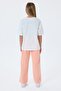 Girl's Crew Neck Embroidered Summer Regular Fit Orange Pajama Set Us2515-C-V2 - 4