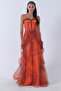 Strapless Neckline Slit Skirt Ruffle Evening Dress Orange 9705163 - 2