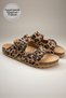 Leopard Patterned Anatomical Natural Cork Sole Genuine Suede Leather Arch Support Slippers