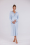 Blue Piping Design Cotton Long Sleeve Maternity Nightgown-Dressing Gown Set of 2 - 2
