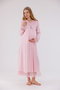 Powder Special Lace Design Cotton Full Length Maternity Nightgown-Dressing Gown Set of 2 - 8