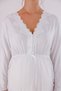 Ecru Patterned Lace Detailed Long Sleeve Cotton Maternity Nightgown-Dressing Gown Set of 2 - 6