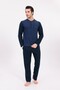 Men's Navy Blue Jacquard Winter Long Sleeve Cotton Men's Pajama Set