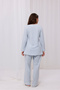 Blue Melange Collar Lace Cotton Maternity Pajamas Set of 2 - 5