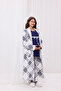 Navy Blue Patterned Cotton Winter Long Sleeve Maternity Pajamas Set and Nightgown 4-Piece Set - 2