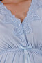Blue Lace Detailed Nursing-Friendly Cotton Maternity Pajama Set - 3