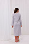 Gray Plaid Long Sleeve Maternity Nightgown with Breastfeeding Feature - 5