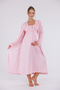 Powder Special Lace Long Sleeve Cotton Full Length Maternity Nightgown-Dressing Gown Set of 2 - 7