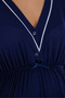 Navy Blue Piping Long Sleeve Cotton Maternity Nightgown - 3
