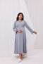 Gray Double-Breasted Cotton Maternity Nightgown with Breastfeeding Feature