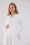 Ecru Special Lace Design Cotton Full Length Maternity Nightgown-Dressing Gown Set of 2 - 5