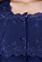 Navy Blue Special Lace Detailed Nursing-Friendly Long Sleeve Cotton Maternity Nightgown - 7