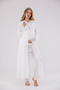 Ecru Special Lace Design Cotton Full Length Dressing Gown Maternity 3-Piece Pajama Set