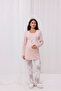 Powder Patterned Cotton Winter Long Sleeve Maternity Pajamas Set and Nightgown 4-Piece Set - 4