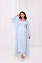 Blue Full Length Maternity and Postpartum Nightgown/Robe Set with Lace Trim on Sleeves and Collar (2 Pieces) - 5