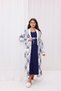 Navy Blue Plaid Long Sleeve Cotton Full Length Maternity Nightgown-Pajamas Set of 2 - 3