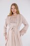 Beige Special Lace Long Sleeve Cotton Full Length Maternity Nightgown-Dressing Gown Set of 2 - 7