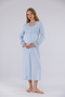 Blue Special Lace Long Sleeve Cotton Full Length Maternity Nightgown-Dressing Gown Set of 2 - 7