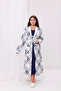 Navy Blue Patterned Cotton Winter Long Sleeve Maternity Pajamas Set and Nightgown 4-Piece Set - 5