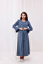 Anthracite Double Breasted Cotton Breastfeeding Maternity Nightgown-Dressing Set of 2 - 3