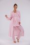 Powder Special Lace Design Cotton Long Sleeve Maternity Pajamas Set and Nightgown 4-Piece Set - 8
