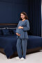 Anthracite Double-Breasted Cotton Maternity Pajama Set with Nursing Features, 3-Piece Pajama Set - 3