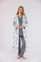 Smoked Patterned Lace Detailed Design Full Length Dressing Gown Maternity 3-Piece Pajama Set - 3