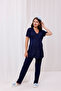 Navy Blue Ribbon Detailed Design Maternity Maternity Pajama Set with Breastfeeding Feature - 2