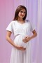 Ecru Striped Linen Cotton Maternity Nightgown-Dressing Gown Set of 2 - 6
