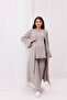 Beige Wrap-Around Long Robe with Nursing Feature, Maternity and Postpartum Pajama Set, 3-Piece Set - 3