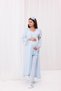 Blue Lace Detailed Design Full Length Maternity Maternity Pajamas Set of 3 - 7