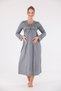 Smoked Special Lace Long Sleeve Cotton Full Length Maternity Nightgown-Dressing Gown Set of 2 - 5