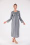 Smoked Special Lace Long Sleeve Cotton Maternity Nightgown with Nursing Feature
