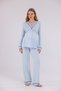 Blue Piping Long Sleeve Cotton Maternity Pajama Set and Nightgown 4-Piece Set - 7