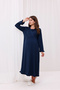 Navy Blue Double Breasted Cotton Maternity Nightgown with Breastfeeding Feature - 5