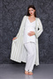 Green Striped Maternity Maternity Pajama Set with Breastfeeding Feature - 4