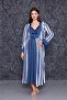 Navy Blue Striped Maternity Nightgown with Breastfeeding Feature Set of 2 - 3