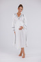 Ecru Bias-Cut Design Cotton Long Sleeve Maternity Nightgown-Dressing Gown Set of 2 - 5