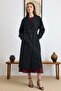 Epaulet Detailed Low Sleeve Water Repellent Unlined Trench Coat Black 6827 - 2