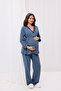 Anthracite Melange Lace Collar Maternity Maternity Pajama Set of 3 - 7