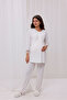 Ecru Special Lace Design Chiffon Maternity Maternity Pajama Set with Dress - 4