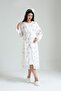 Ecru Floral Patterned Cotton Maternity Nightgown Maternity Nightgown-Dressing Gown Set Set - 3