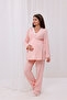 Pink Melange Lace Collar Maternity Maternity Pajamas Set of 3 - 4