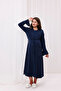 Navy Blue Double Breasted Cotton Nursing Maternity Nightgown-Dressing Set of 2 - 9